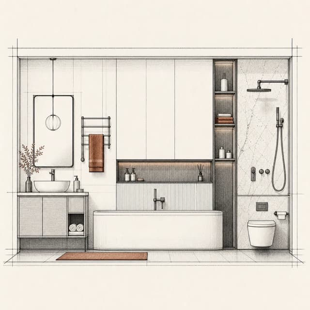 Bathroom Fixtures, made with Bathroom Fixtures brushes from Interior Elevation Brushes for Procreate