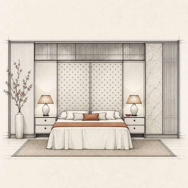 Beds and Bedroom Furniture, made with Beds brushes from Interior Elevation Brushes for Procreate