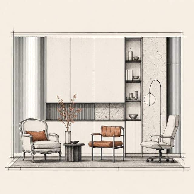 Chairs and Seating, made with Chairs brushes from Interior Elevation Brushes for Procreate