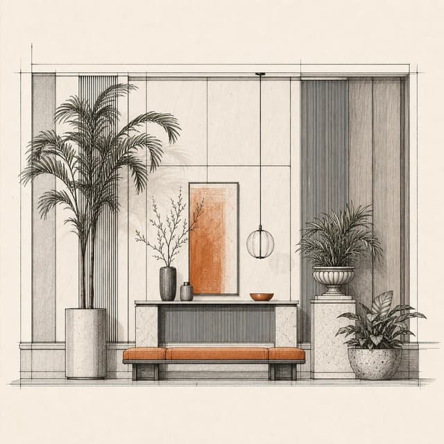 Plants and Planters, made with Plants brushes from Interior Elevation Brushes for Procreate