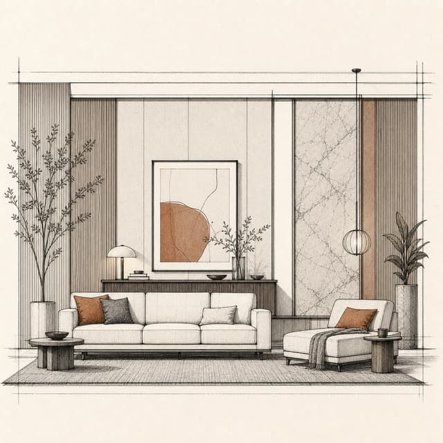 Sofas and Living Room Furniture, made with Sofas brushes from Interior Elevation Brushes for Procreate