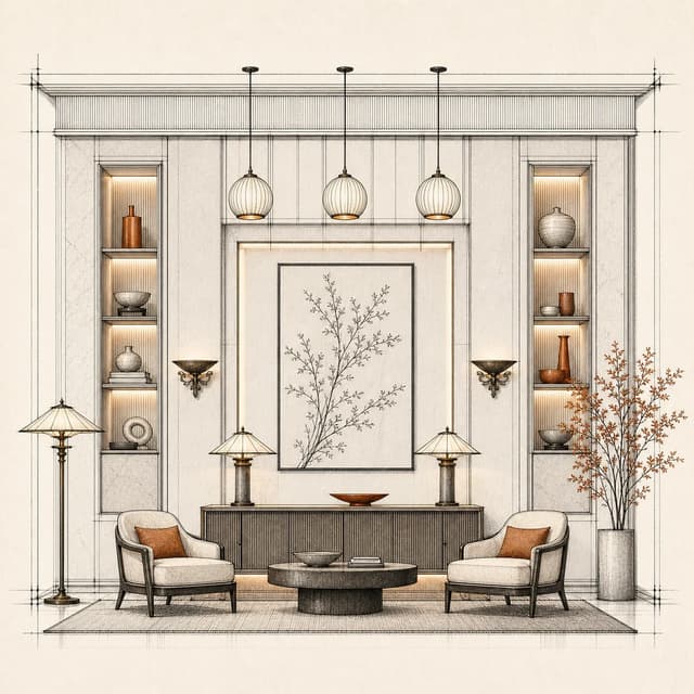 Lighting Fixtures, made with Lighting brushes from Interior Elevation Brushes for Procreate