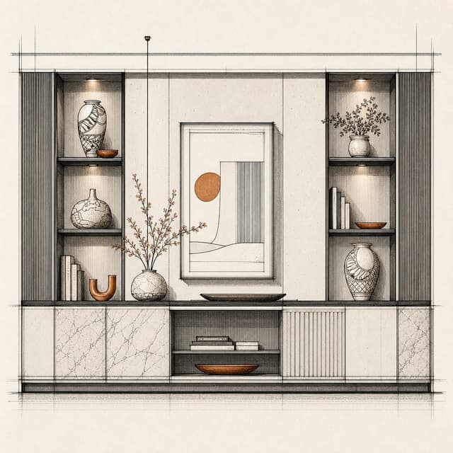 Decor and Display Objects, made with Decor brushes from Interior Elevation Brushes for Procreate