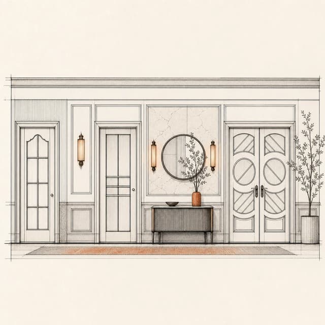 Doors and Entry Details, made with Doors brushes from Interior Elevation Brushes for Procreate